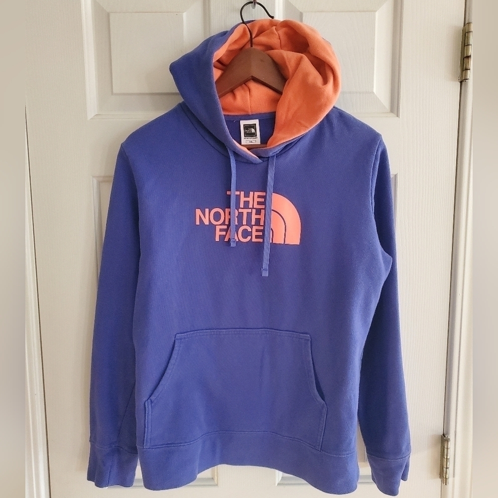 THE NORTH FACE LOGO PULLOVER HOODIE PURPLE CORAL WOMANS SZ LG - Picture 1 of 6